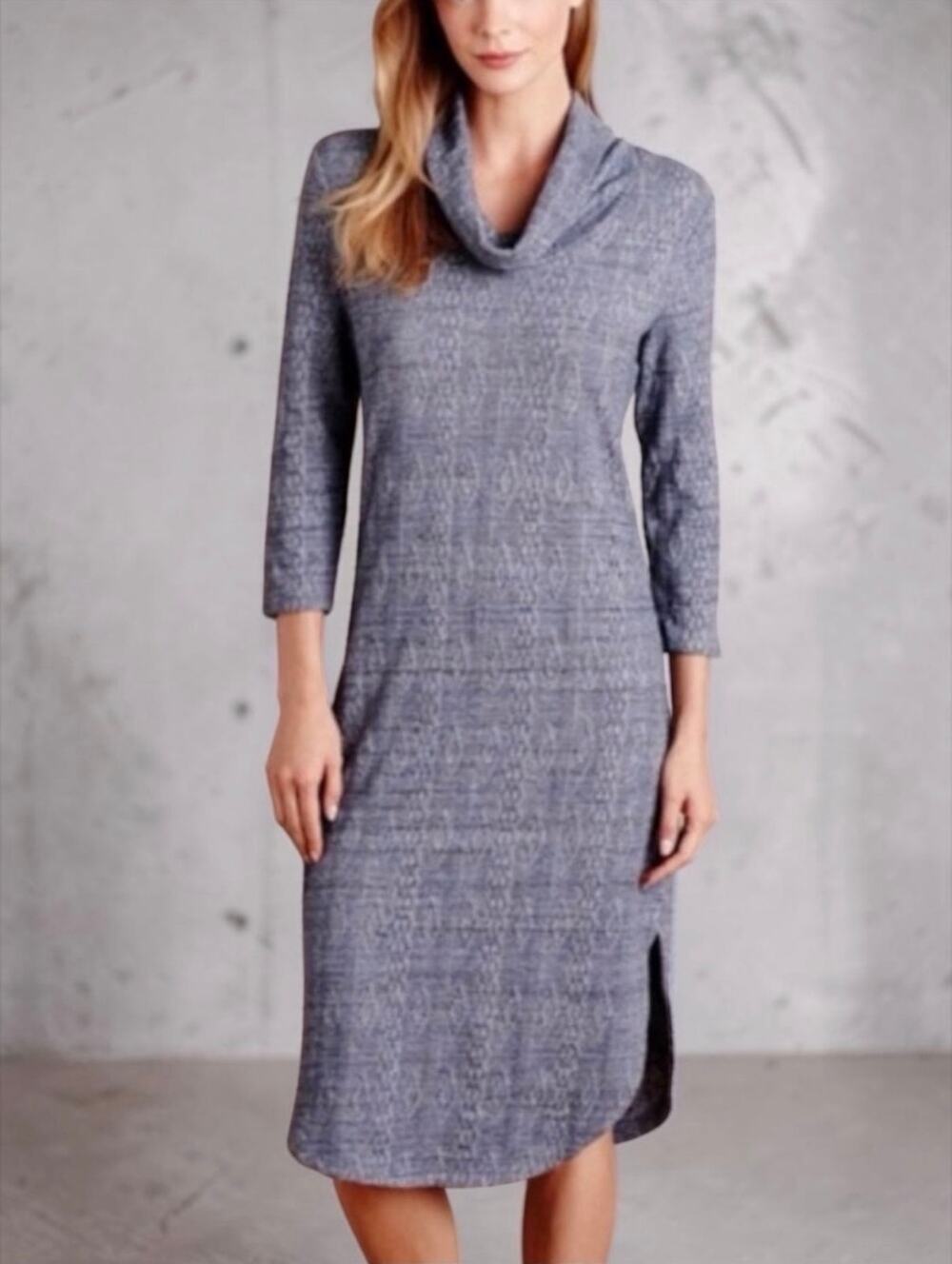 Anthropologie Saturday Sunday Blue Cowl Neck Midi Dress Women's L Lightweight